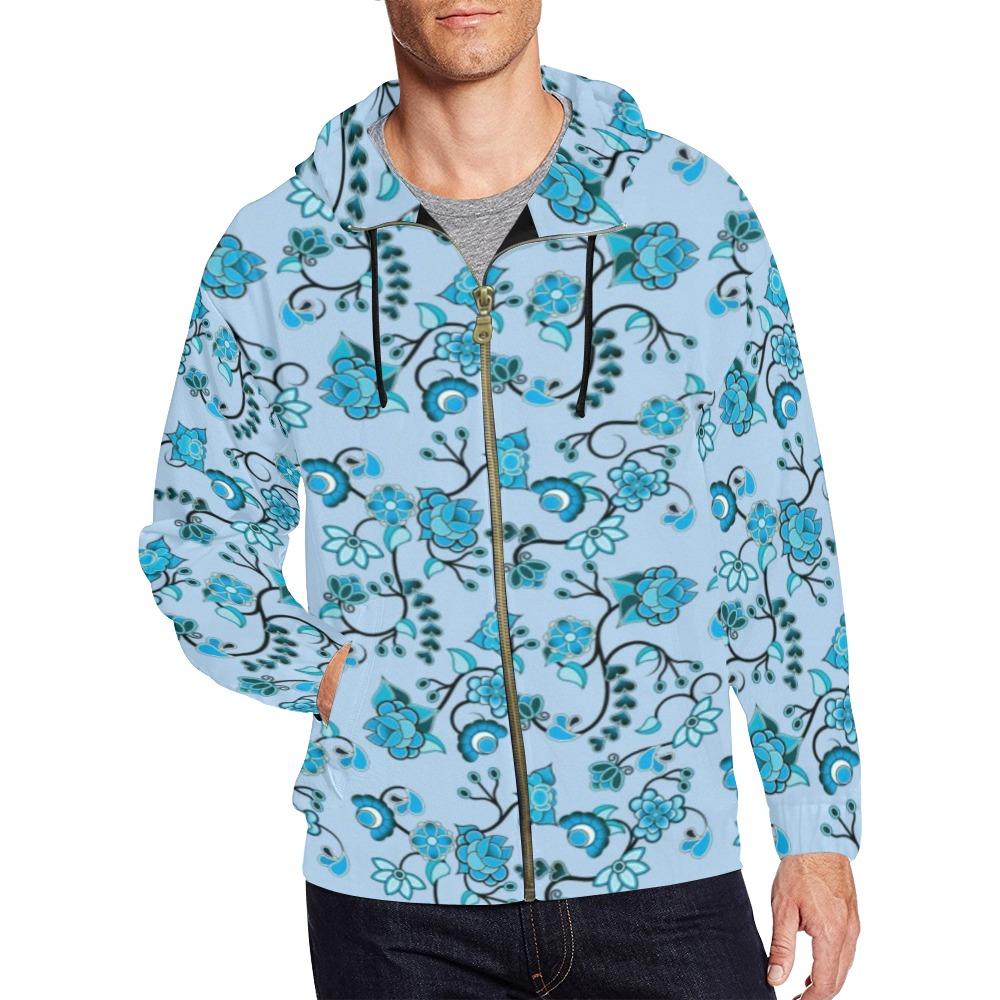 Blue Floral Amour All Over Print Full Zip Hoodie for Men (Model H14) All Over Print Full Zip Hoodie for Men (H14) e-joyer