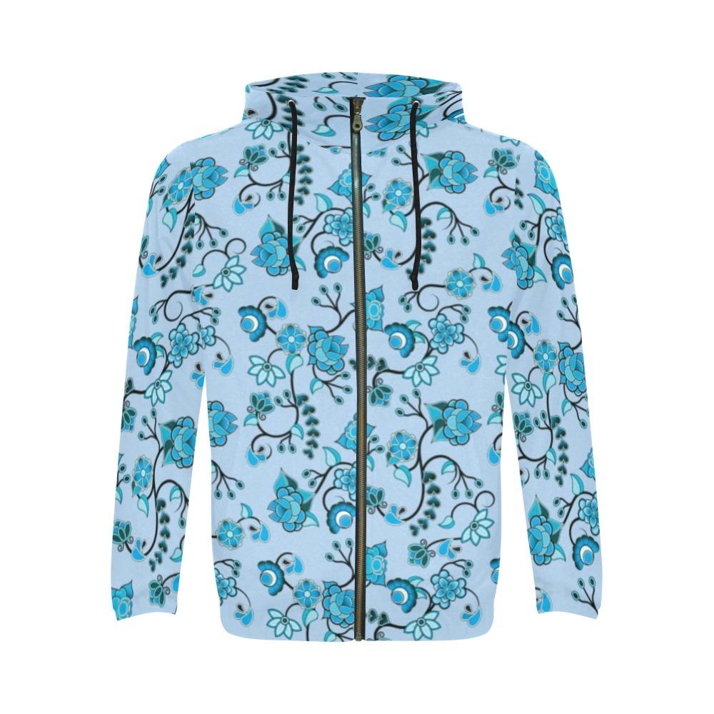 Blue Floral Amour All Over Print Full Zip Hoodie for Men (Model H14) All Over Print Full Zip Hoodie for Men (H14) e-joyer