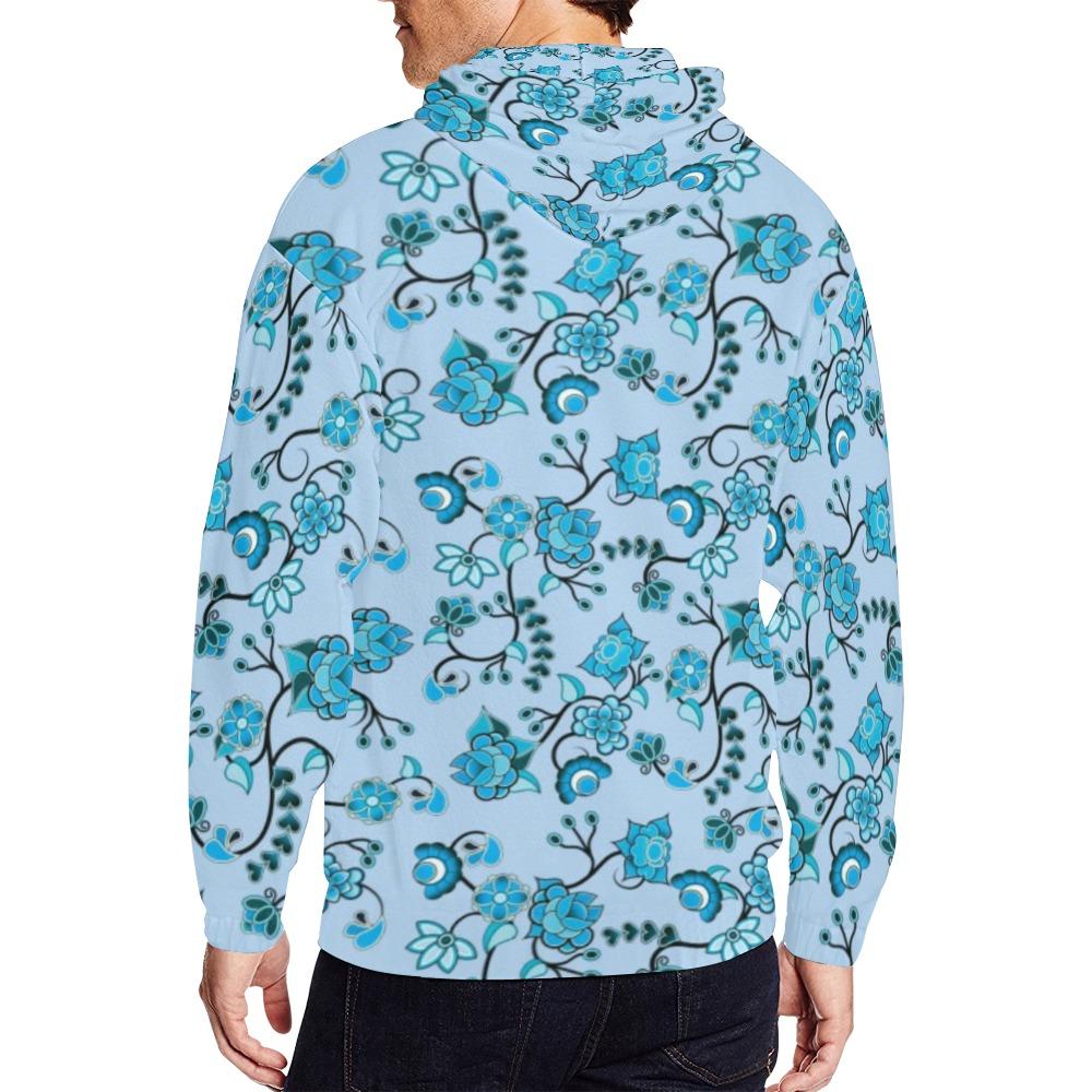 Blue Floral Amour All Over Print Full Zip Hoodie for Men (Model H14) All Over Print Full Zip Hoodie for Men (H14) e-joyer