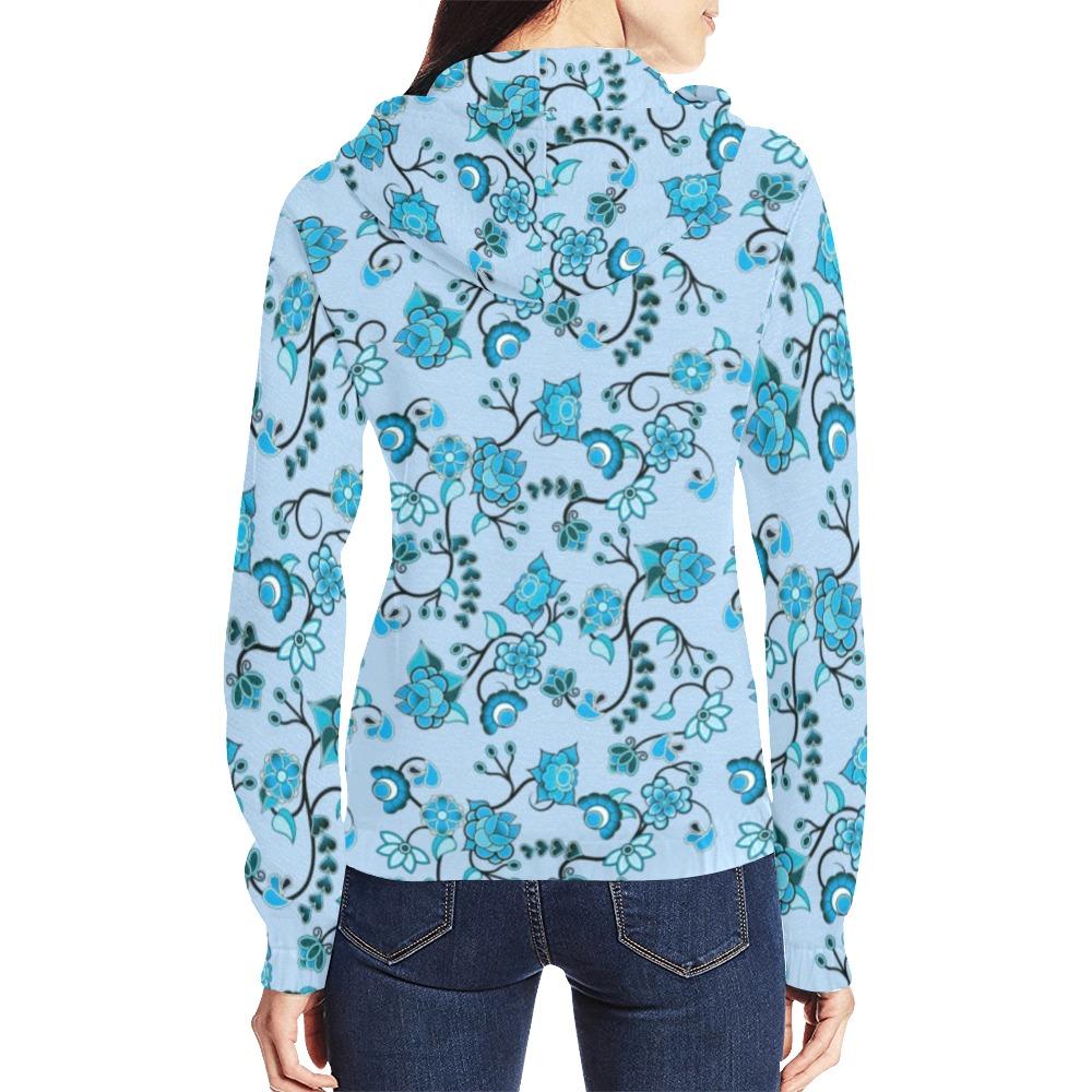 Blue Floral Amour All Over Print Full Zip Hoodie for Women (Model H14) All Over Print Full Zip Hoodie for Women (H14) e-joyer
