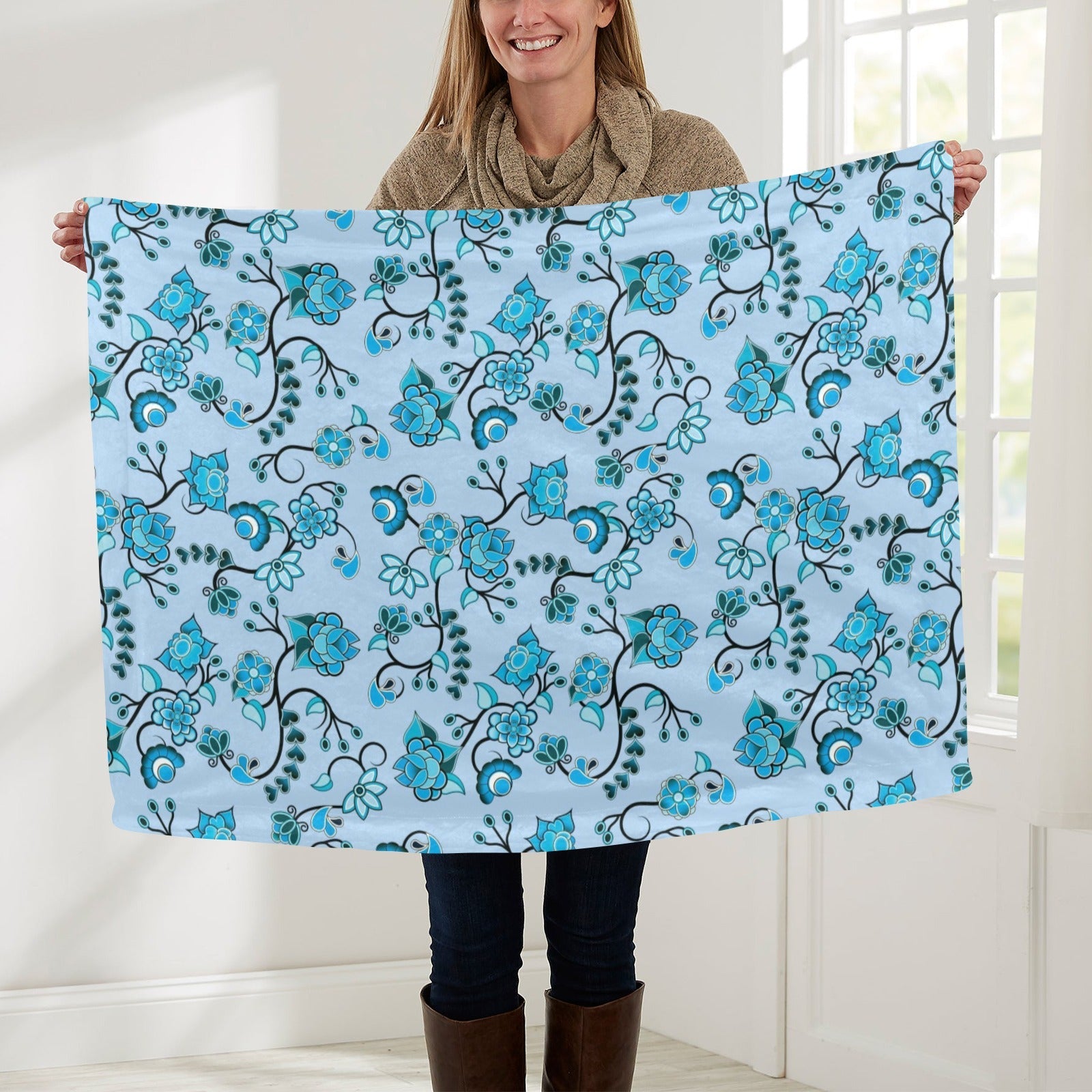 Blue Floral Amour Baby Blanket 30"x40" Baby Blanket 30"x40" e-joyer
