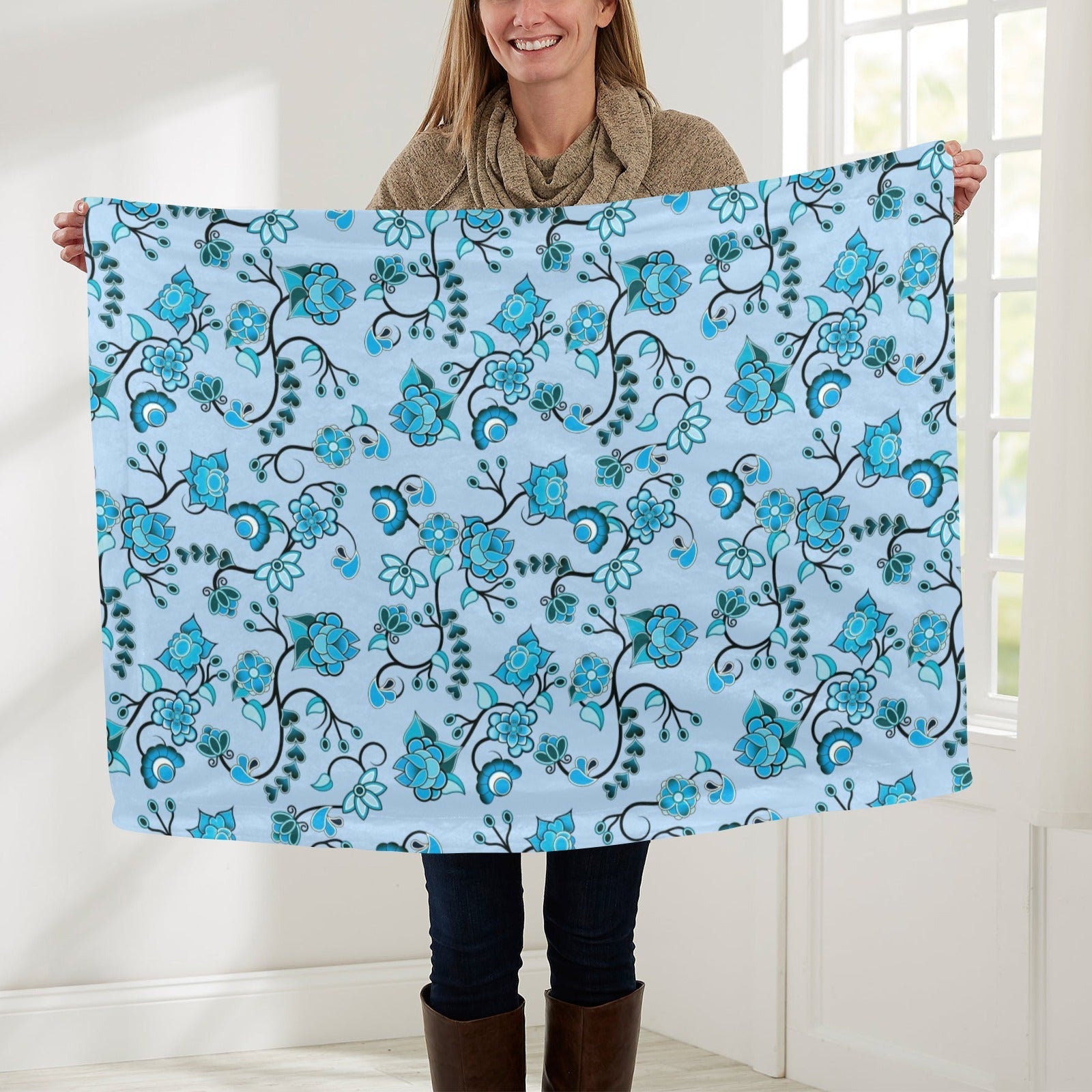 Blue Floral Amour Baby Blanket 30"x40" Baby Blanket 30"x40" e-joyer 