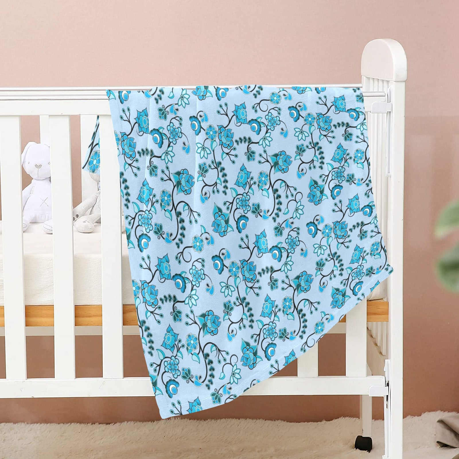 Blue Floral Amour Baby Blanket 30"x40" Baby Blanket 30"x40" e-joyer 