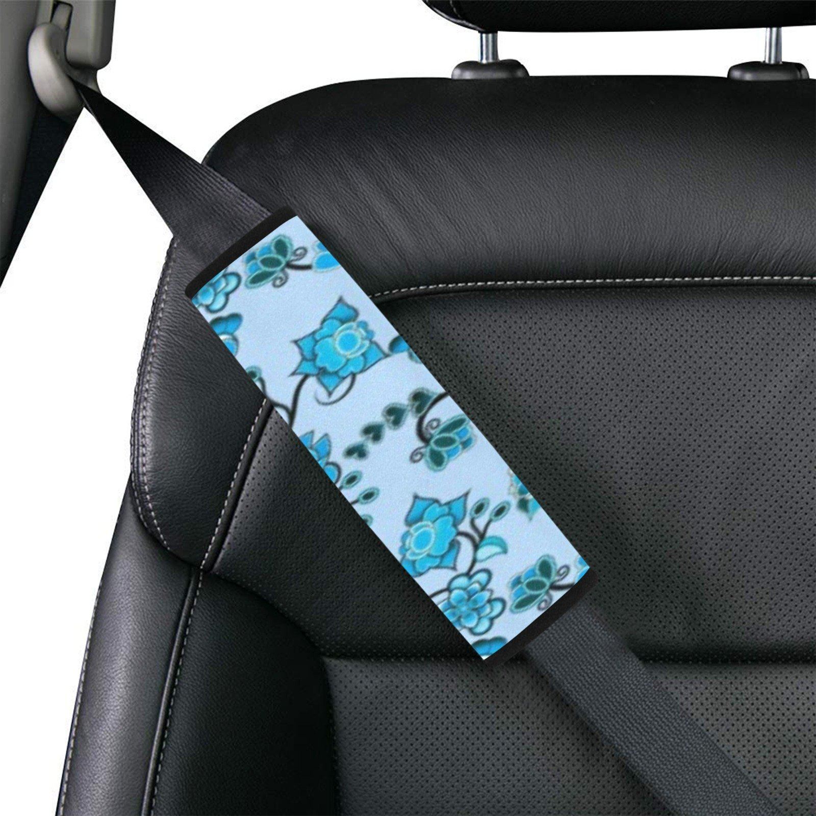 Blue Floral Amour Car Seat Belt Cover 7''x12.6'' (Pack of 2) Car Seat Belt Cover 7x12.6 (Pack of 2) e-joyer