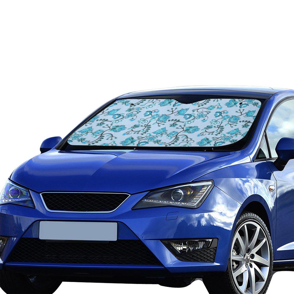 Blue Floral Amour Car Sun Shade 55"x30" Car Sun Shade e-joyer