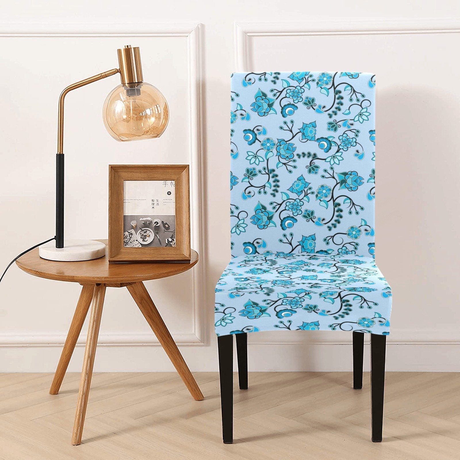Blue Floral Amour Chair Cover (Pack of 4) Chair Cover (Pack of 4) e-joyer 