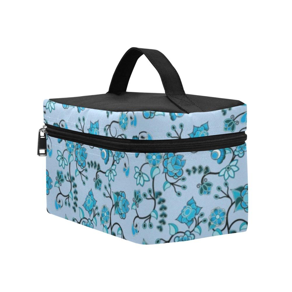 Blue Floral Amour Cosmetic Bag/Large (Model 1658) Cosmetic Bag e-joyer