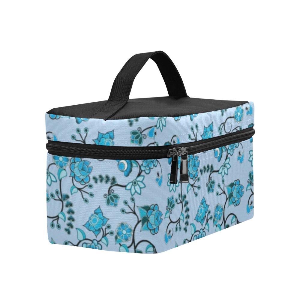 Blue Floral Amour Cosmetic Bag/Large (Model 1658) Cosmetic Bag e-joyer