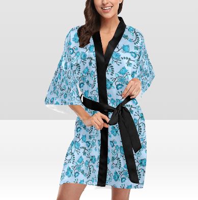 Blue Floral Amour Kimono Robe Artsadd