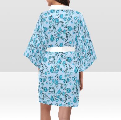 Blue Floral Amour Kimono Robe Artsadd