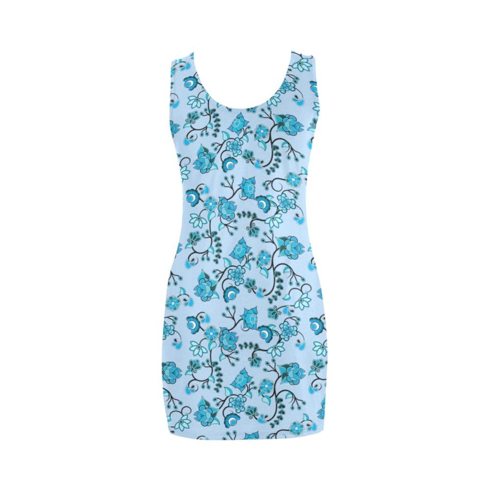 Blue Floral Amour Medea Vest Dress (Model D06) Medea Vest Dress (D06) e-joyer