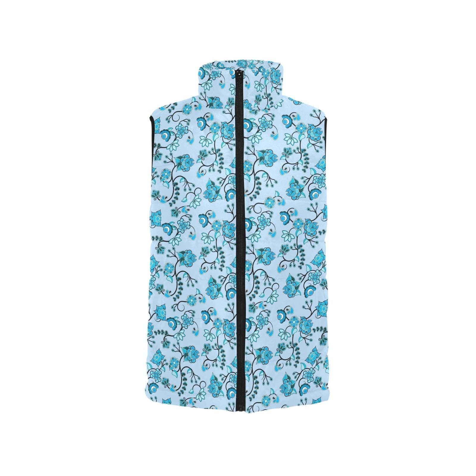 Blue Floral Amour Men's Padded Vest Jacket (Model H44) Men's Padded Vest Jacket (H44) e-joyer