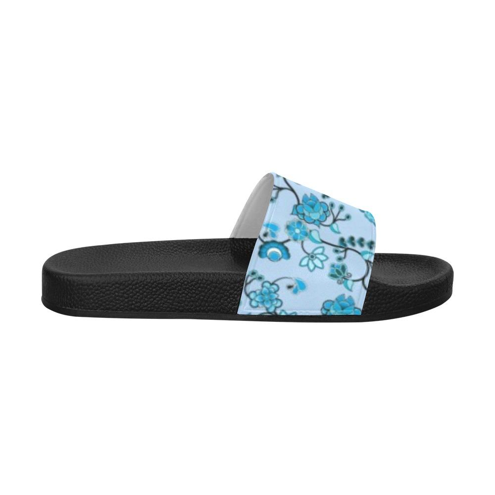 Blue Floral Amour Men's Slide Sandals (Model 057) Men's Slide Sandals (057) e-joyer