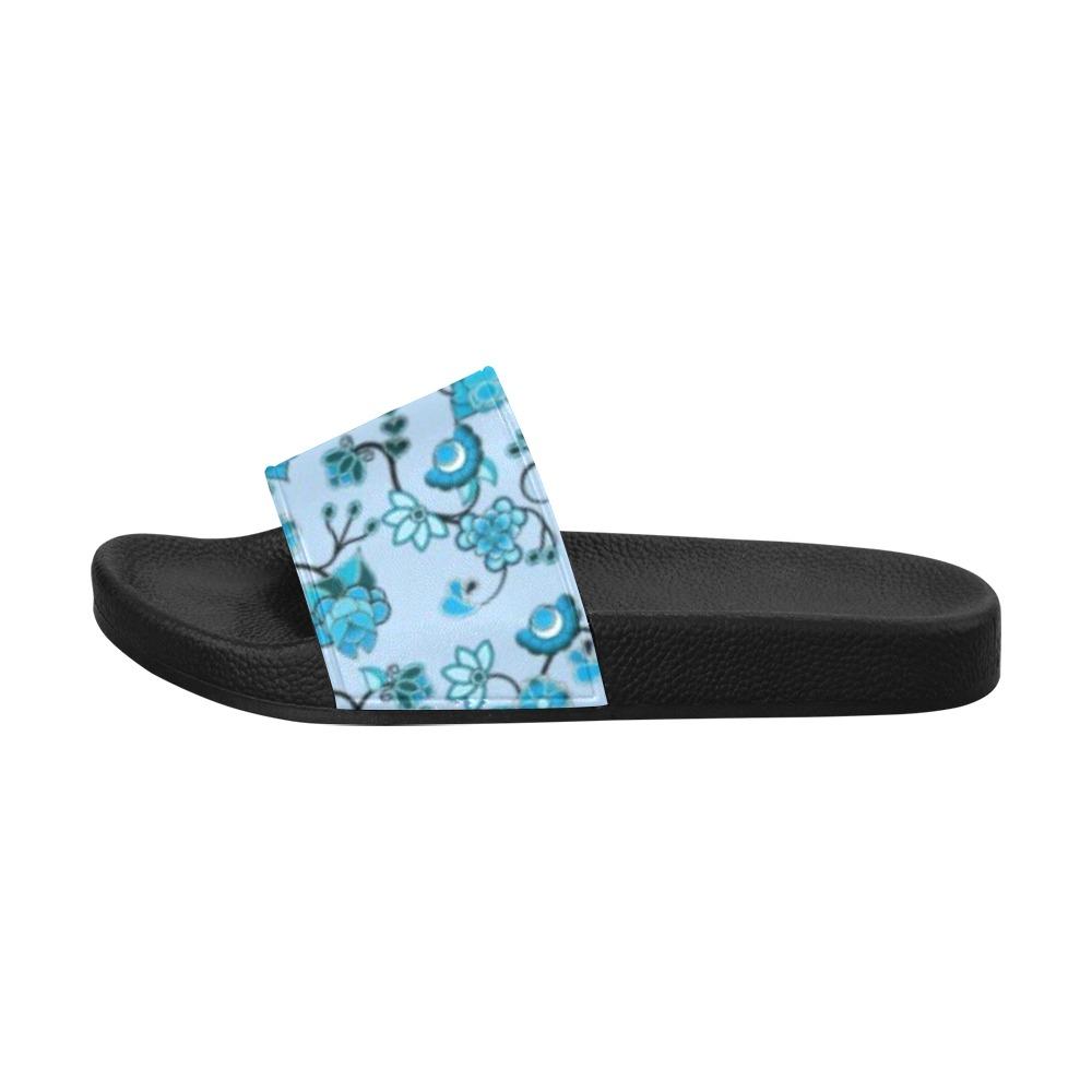 Blue Floral Amour Men's Slide Sandals (Model 057) Men's Slide Sandals (057) e-joyer