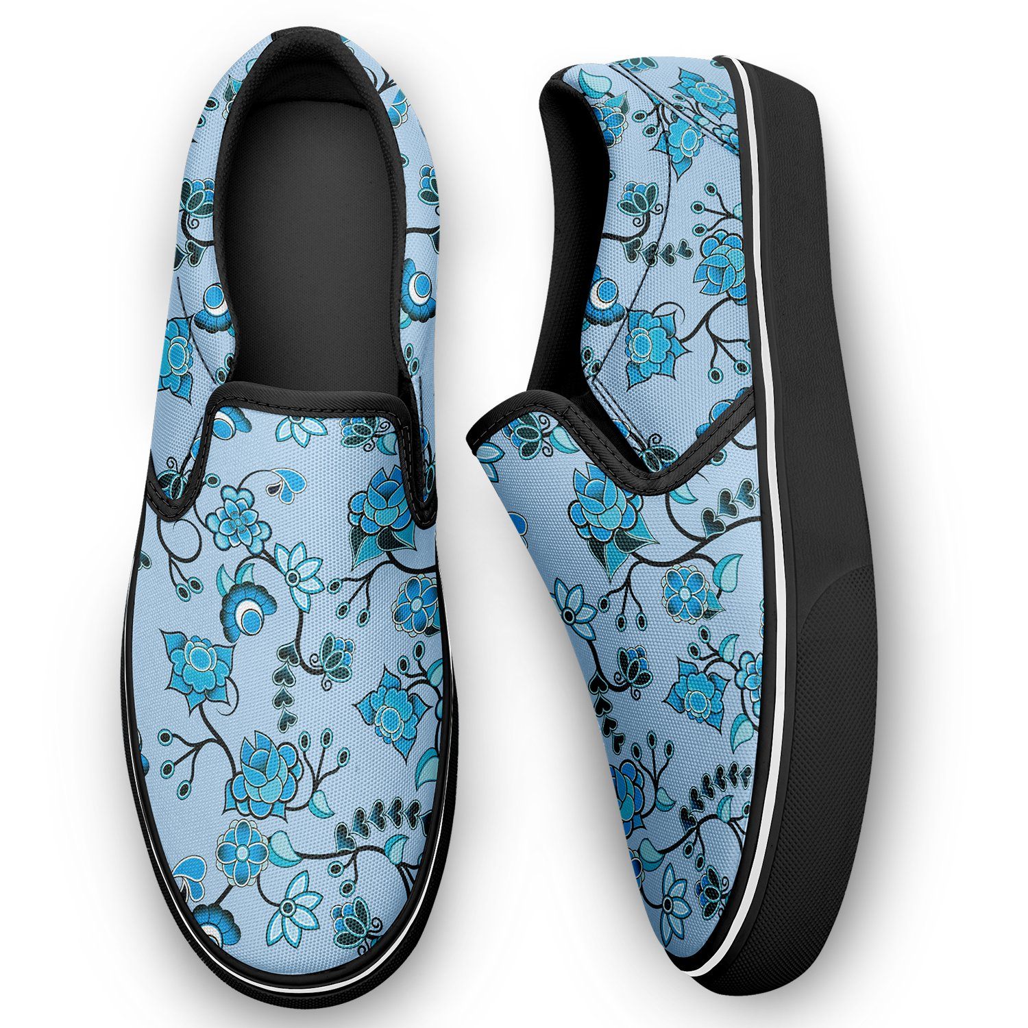 Blue Floral Amour Otoyimm Canvas Slip On Shoes otoyimm Herman