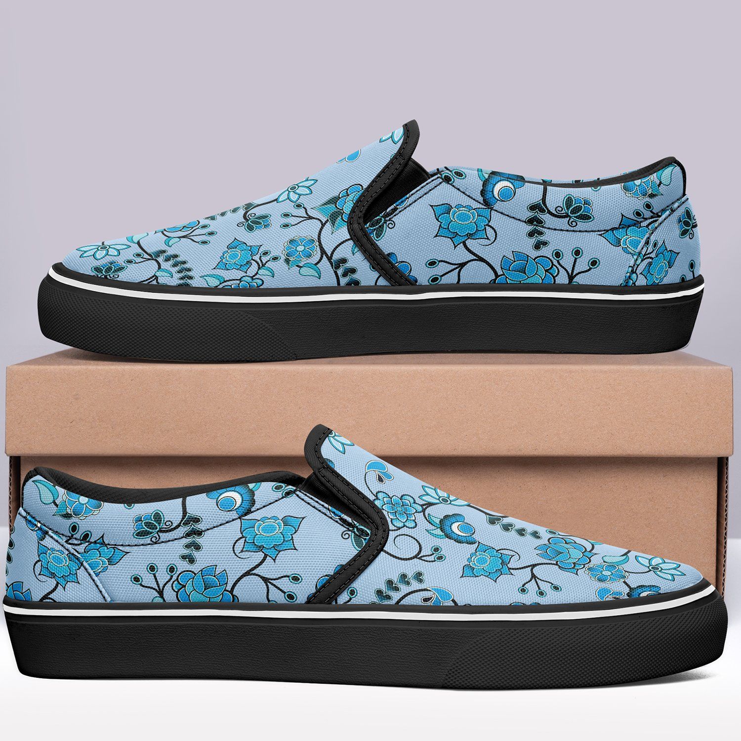 Blue Floral Amour Otoyimm Canvas Slip On Shoes otoyimm Herman