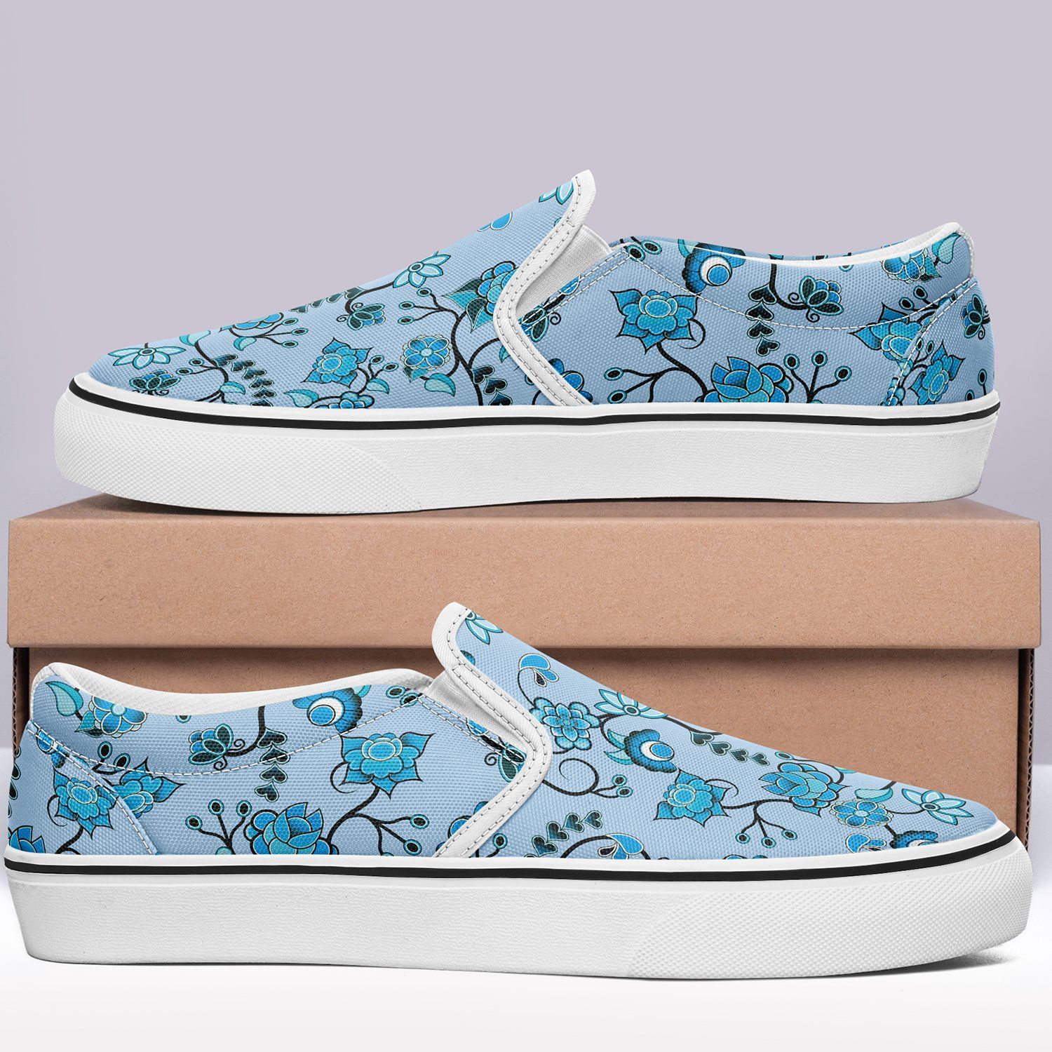 Blue Floral Amour Otoyimm Canvas Slip On Shoes otoyimm Herman