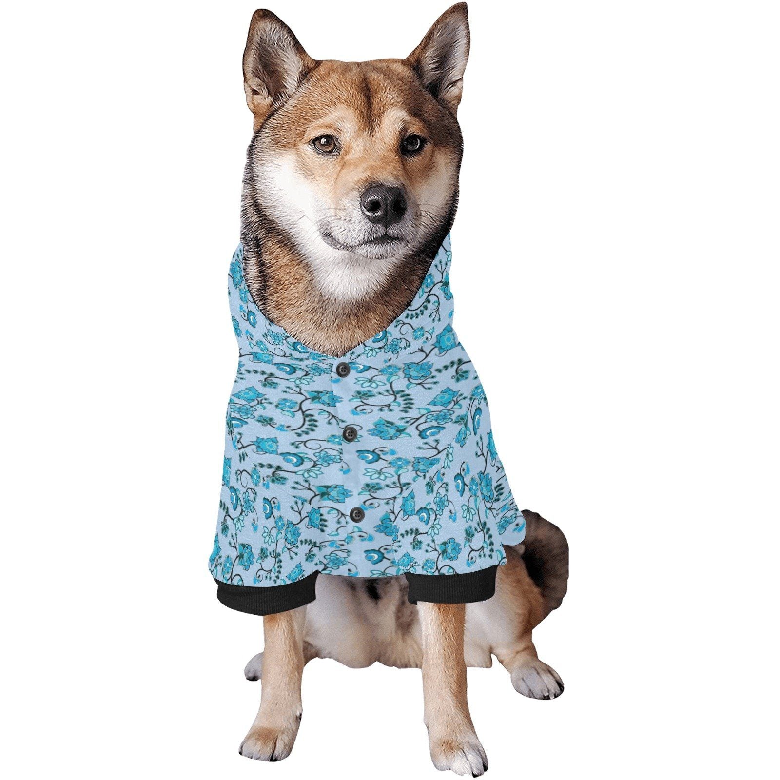 Blue Floral Amour Pet Dog Hoodie Pet Dog Hoodie e-joyer