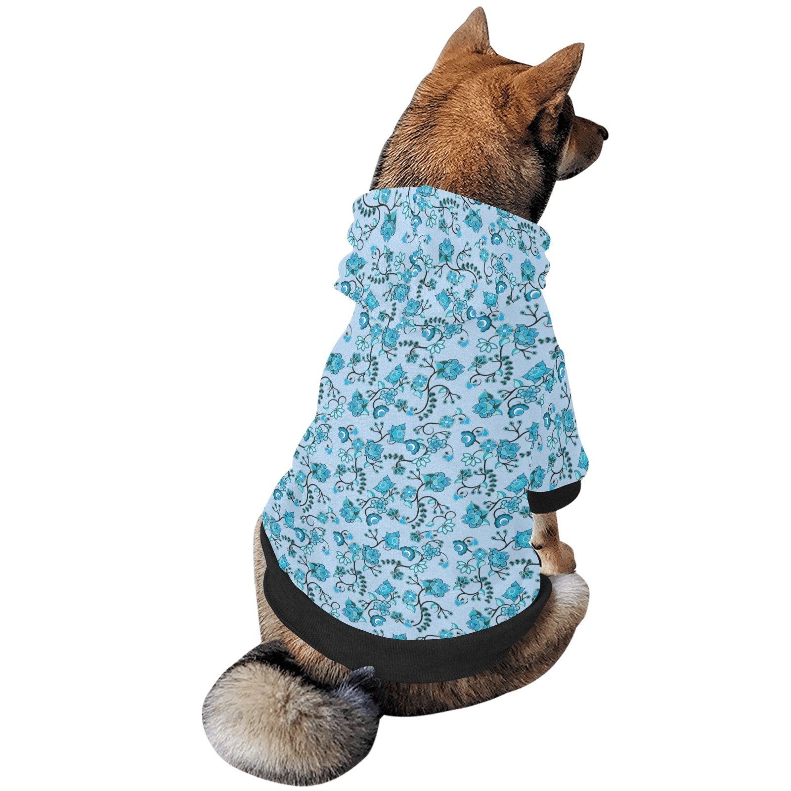 Blue Floral Amour Pet Dog Hoodie Pet Dog Hoodie e-joyer