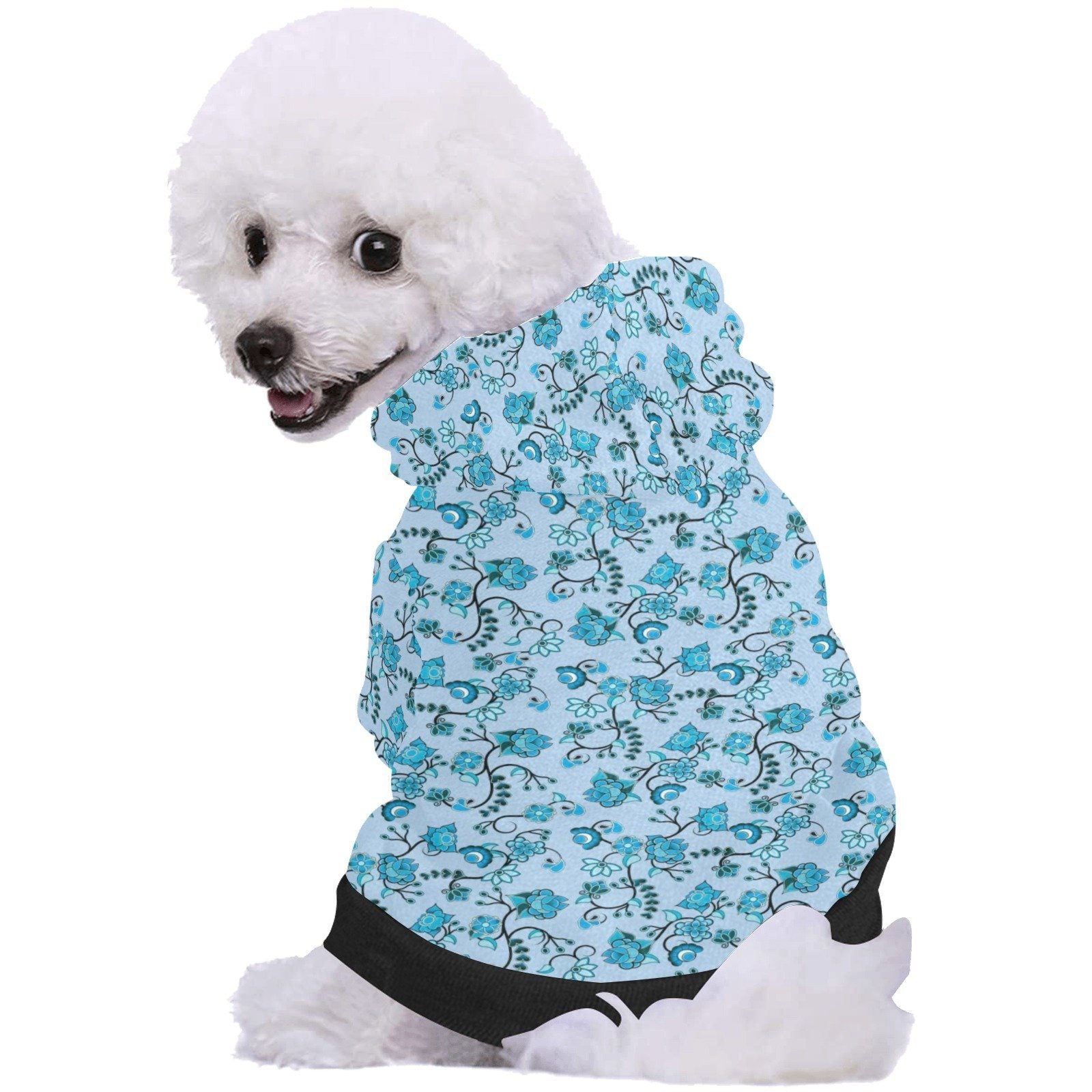Blue Floral Amour Pet Dog Hoodie Pet Dog Hoodie e-joyer