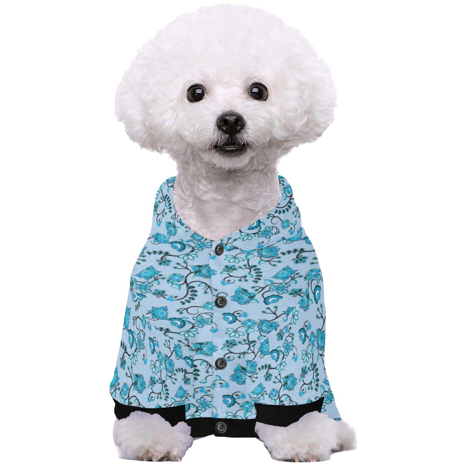 Blue Floral Amour Pet Dog Hoodie Pet Dog Hoodie e-joyer