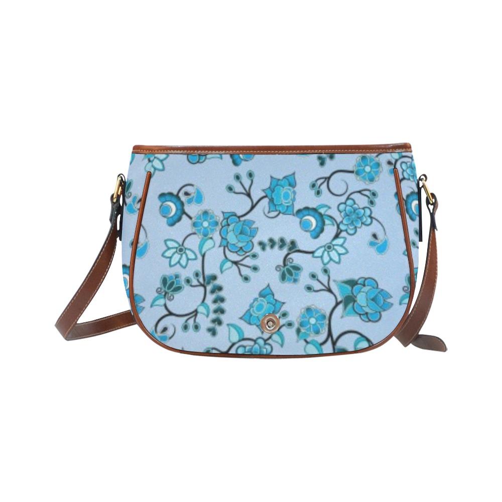 Blue Floral Amour Saddle Bag/Small (Model 1649) Full Customization bag e-joyer 