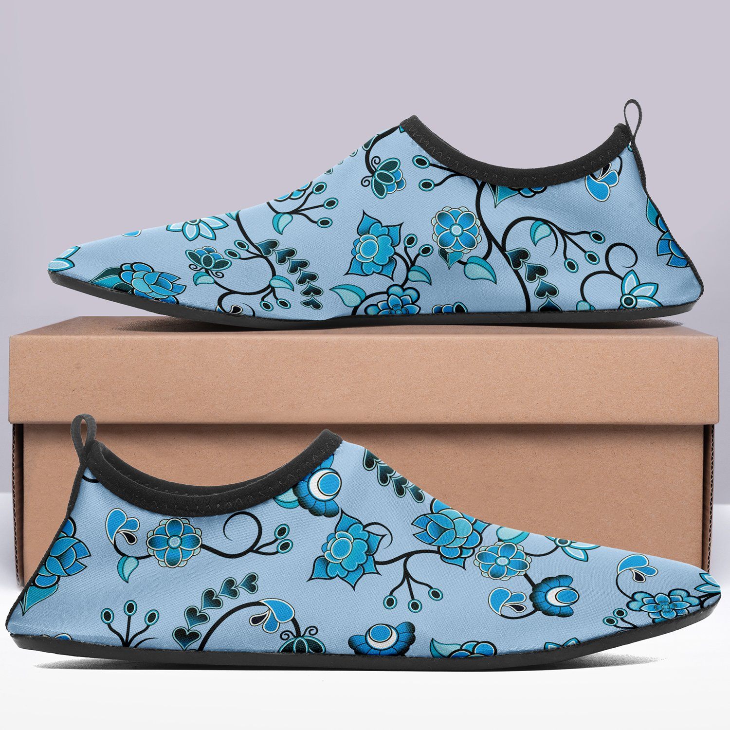 Blue Floral Amour Sockamoccs Slip On Shoes Herman