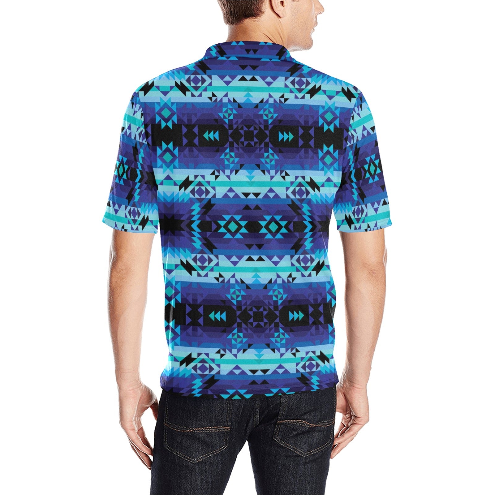 Blue Star Men's All Over Print Polo Shirt (Model T55) Men's Polo Shirt (Model T55) e-joyer 