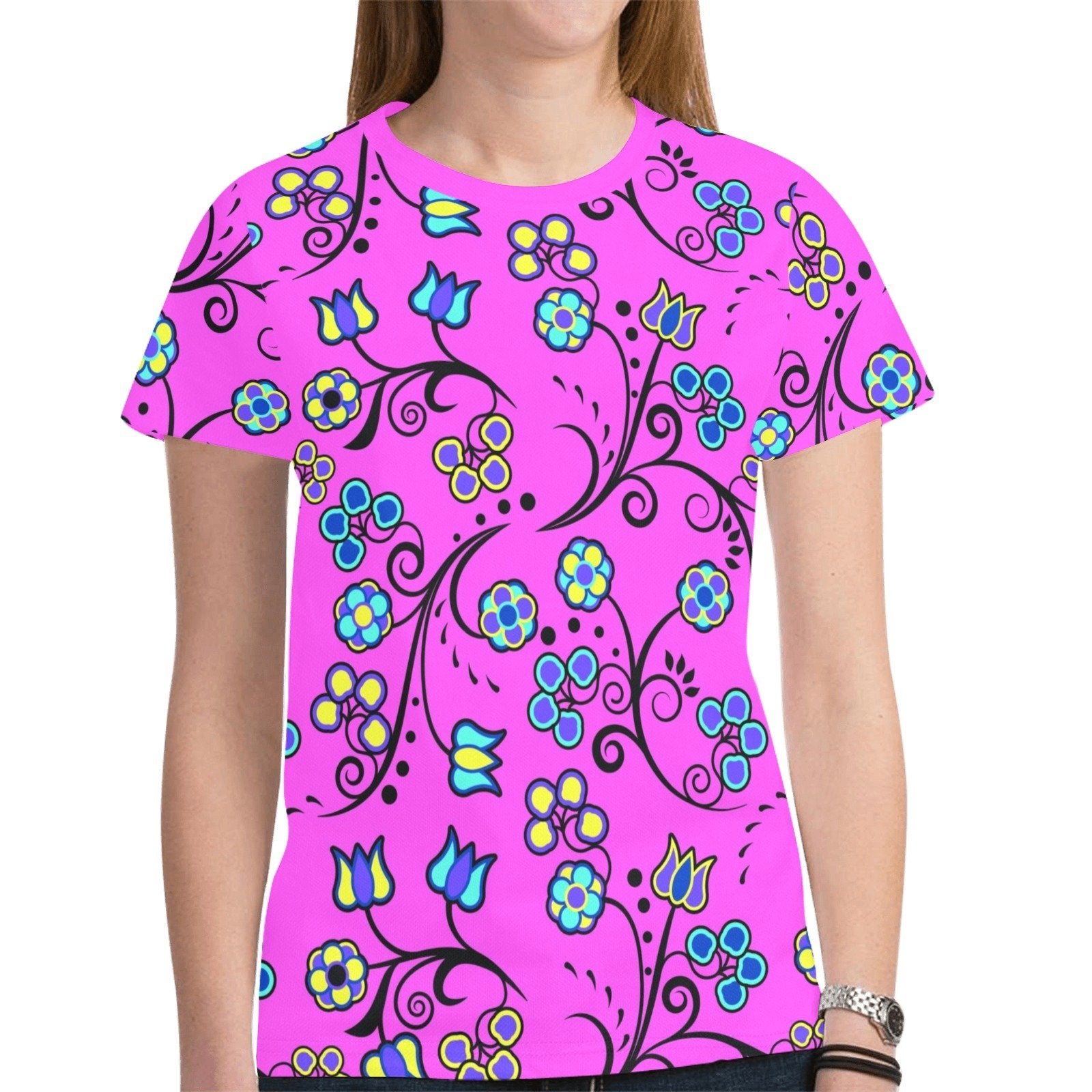 Blue Trio Bubblegum New All Over Print T-shirt for Women (Model T45) tshirt e-joyer 