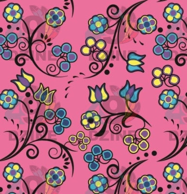 Blue Trio Bubblegum Satin Fabric 49DzineStore