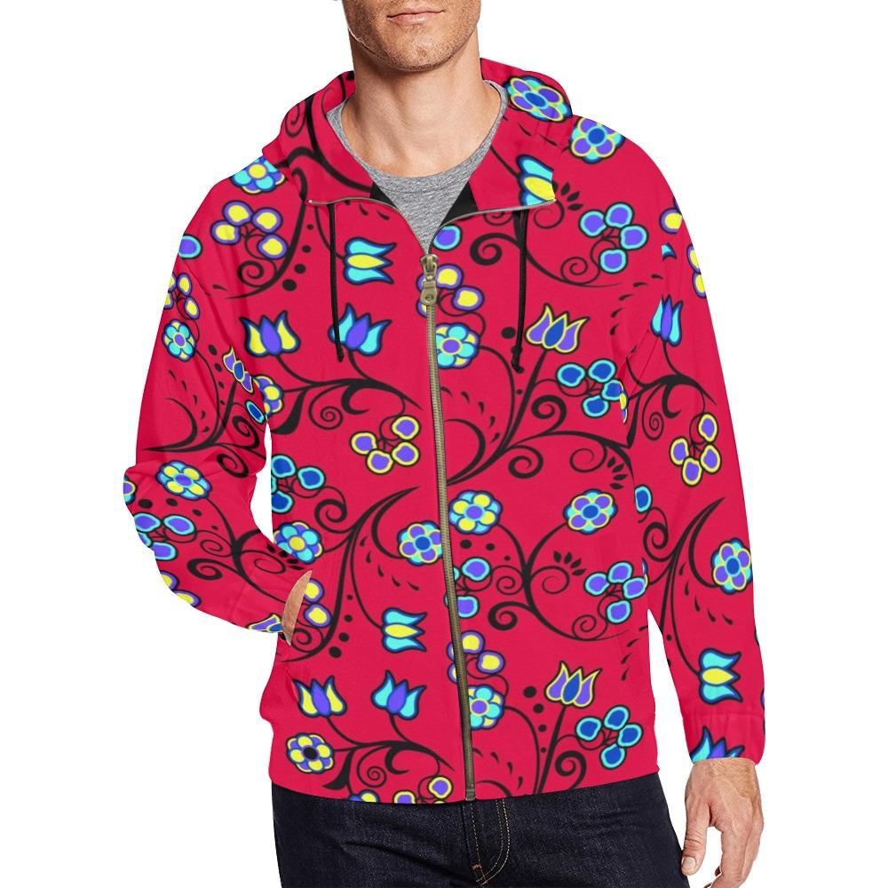 Blue Trio Cardinal All Over Print Full Zip Hoodie for Men (Model H14) hoodie e-joyer