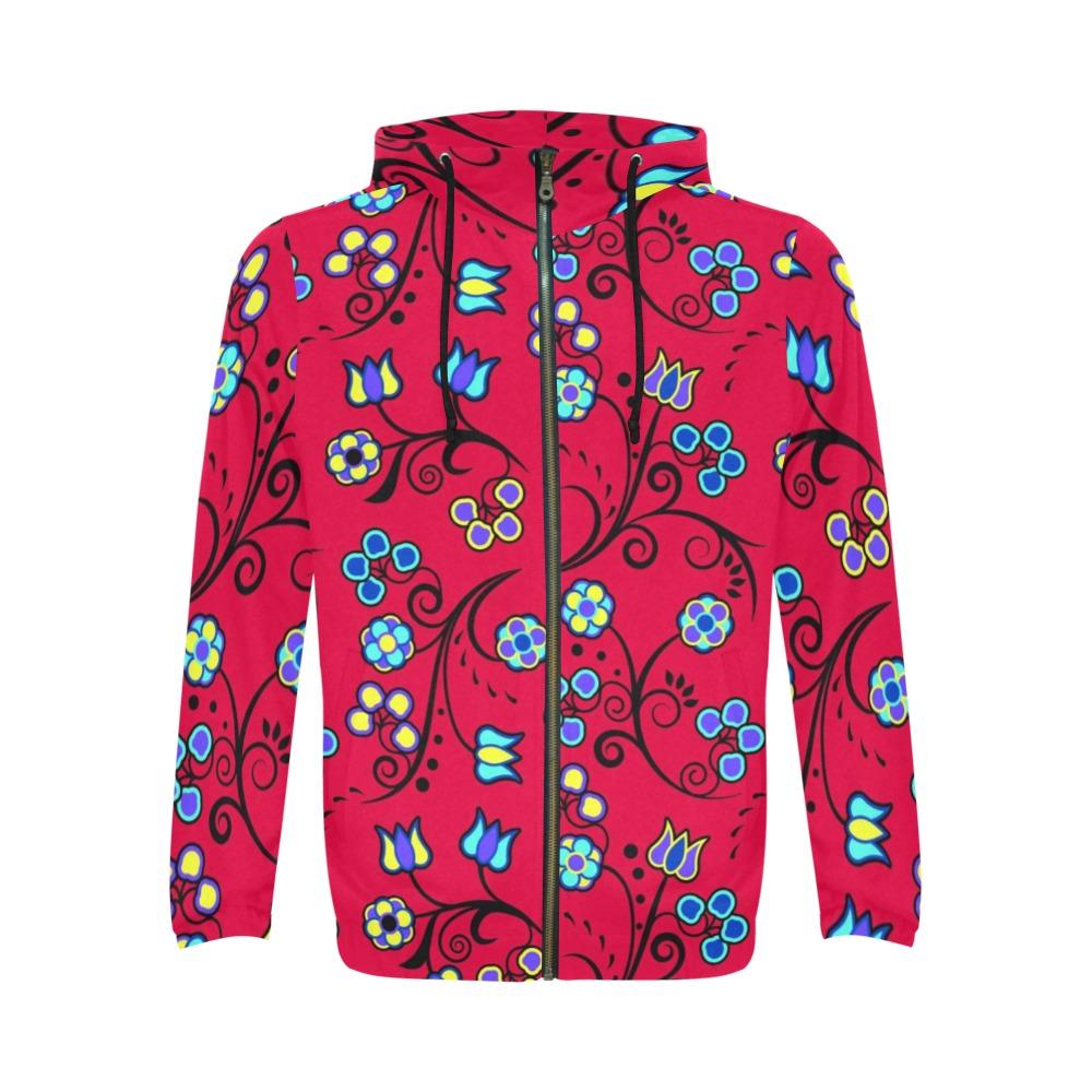 Blue Trio Cardinal All Over Print Full Zip Hoodie for Men (Model H14) hoodie e-joyer