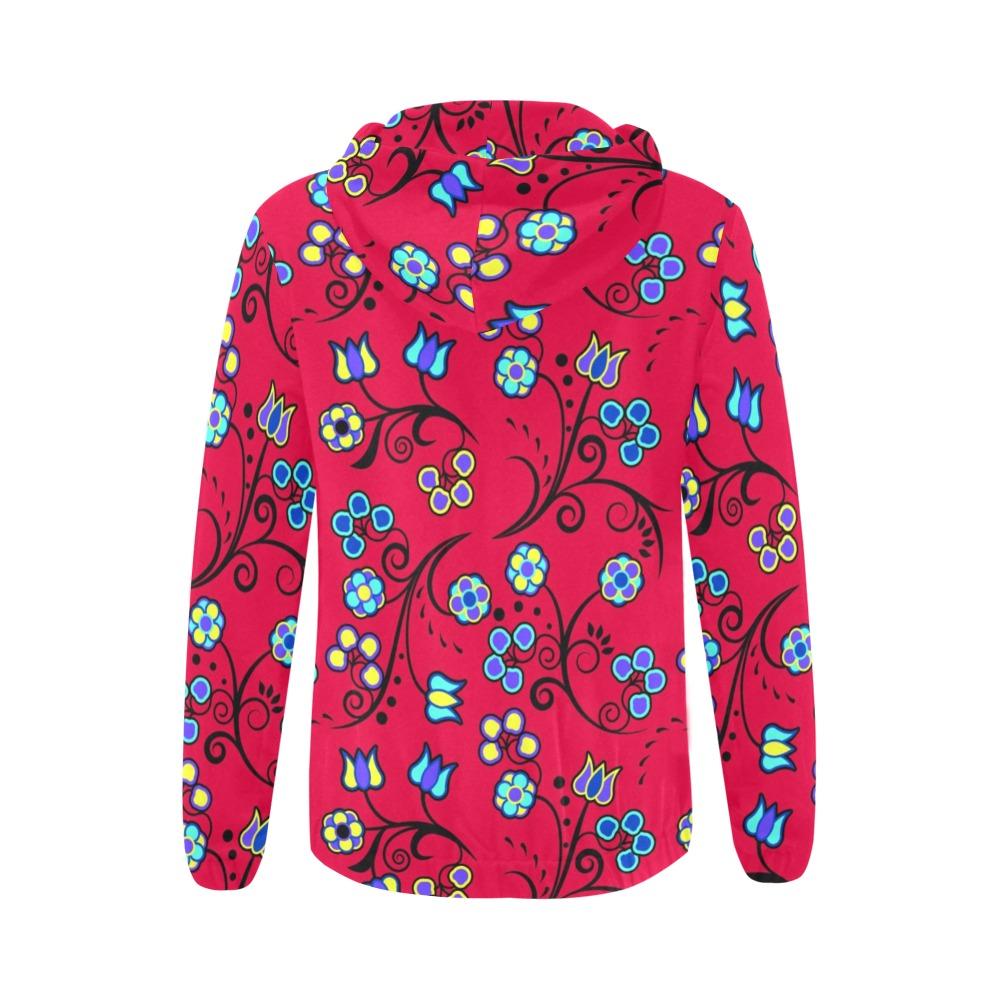 Blue Trio Cardinal All Over Print Full Zip Hoodie for Women (Model H14) hoodie e-joyer