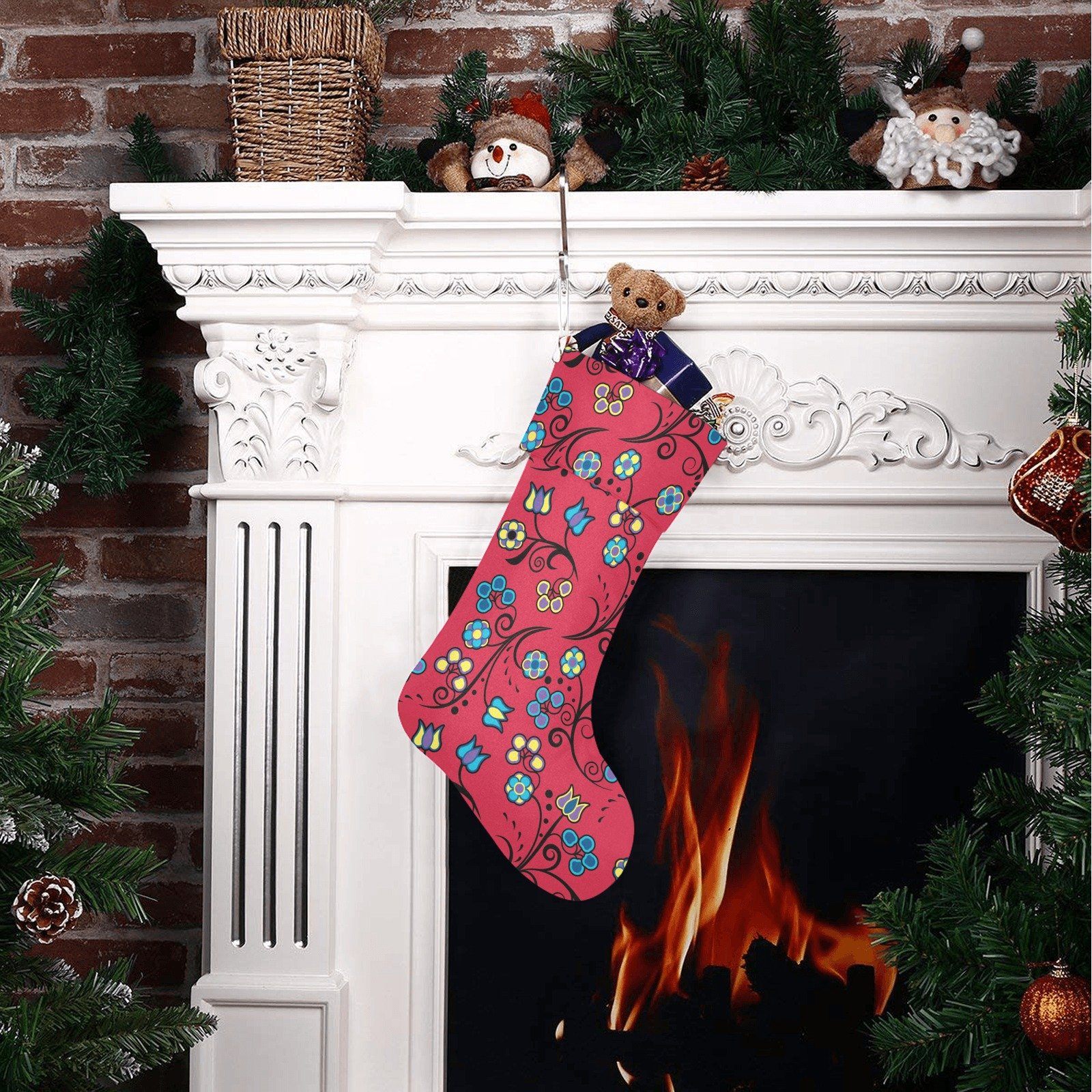 Blue Trio Cardinal Christmas Stocking holiday stocking e-joyer