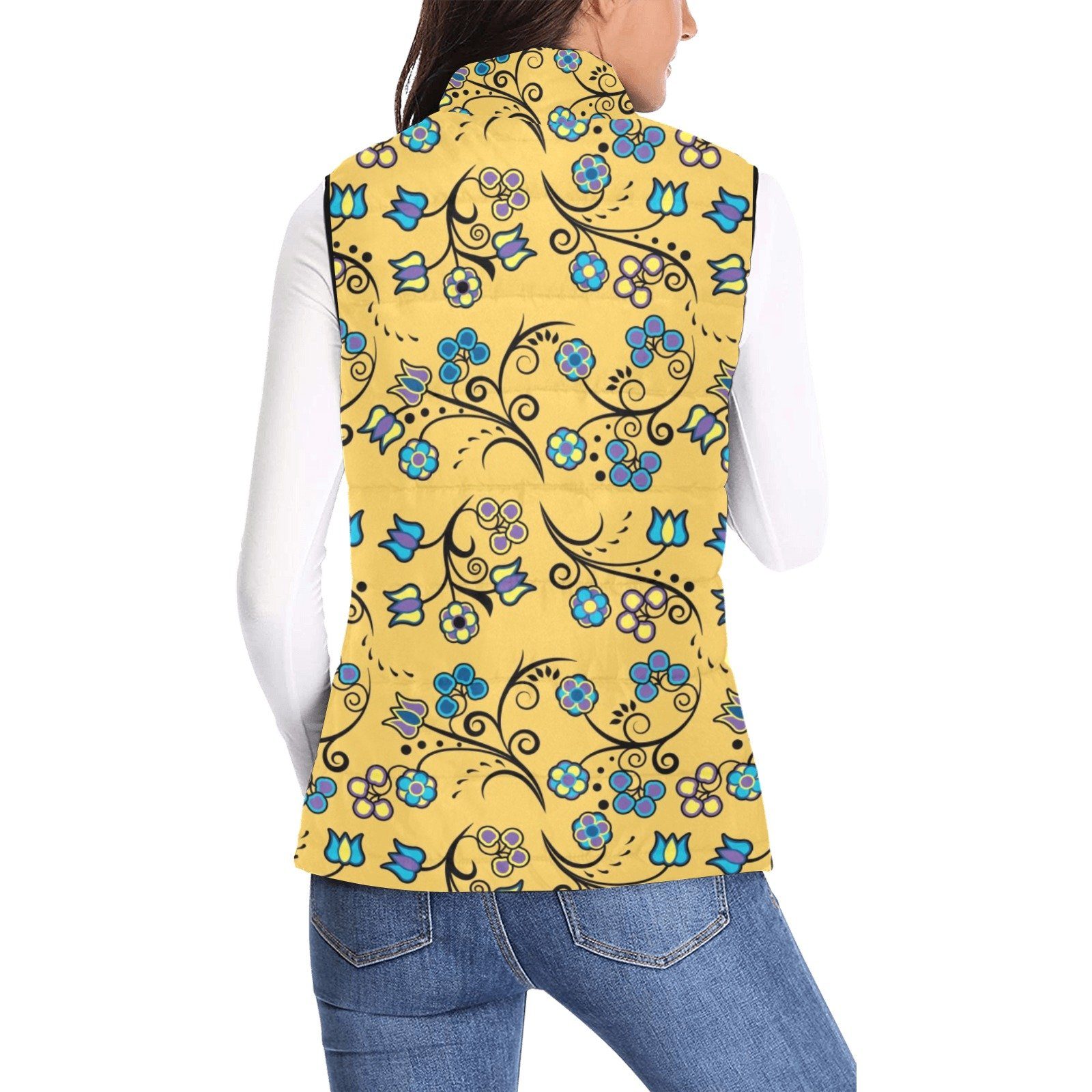 Blue Trio Tuscan Women's Padded Vest Jacket (Model H44) Women's Padded Vest Jacket (H44) e-joyer