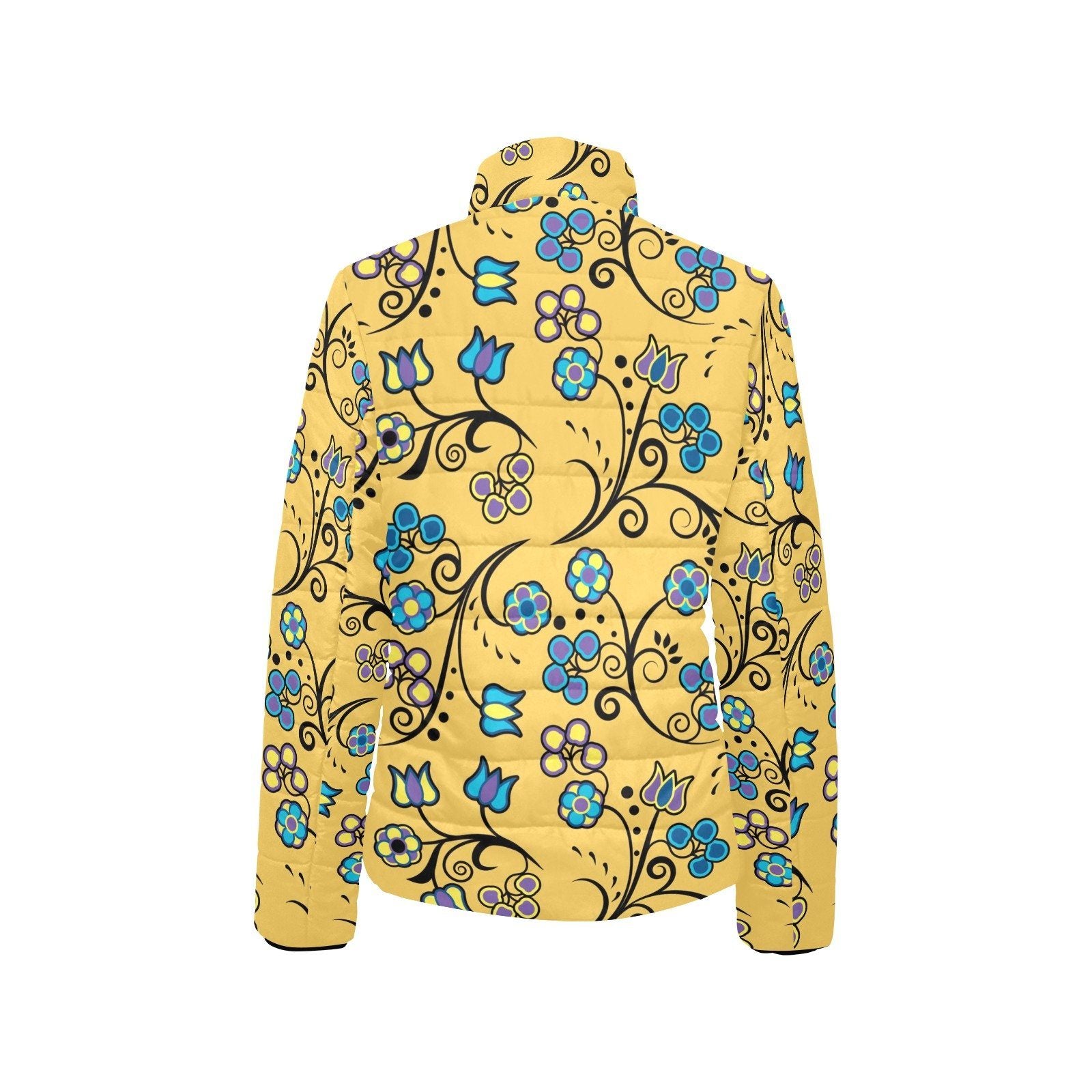 Blue Trio Tuscan Women's Stand Collar Padded Jacket (Model H41) jacket e-joyer