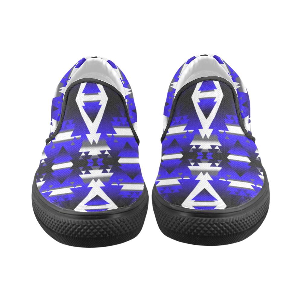 Blue Winter Camp Men's Unusual Slip-on Canvas Shoes (Model 019) Men's Unusual Slip-on Canvas Shoes (019) e-joyer