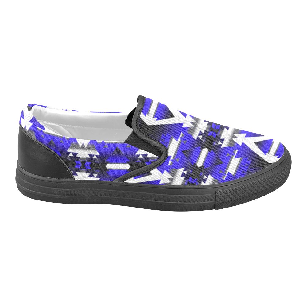 Blue Winter Camp Men's Unusual Slip-on Canvas Shoes (Model 019) Men's Unusual Slip-on Canvas Shoes (019) e-joyer