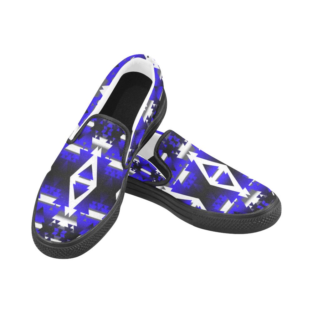 Blue Winter Camp Women's Unusual Slip-on Canvas Shoes (Model 019) Women's Unusual Slip-on Canvas Shoes (019) e-joyer