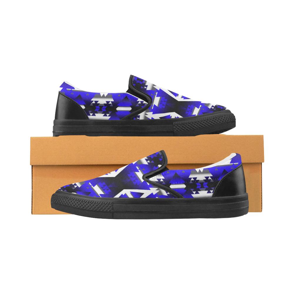 Blue Winter Camp Women's Unusual Slip-on Canvas Shoes (Model 019) Women's Unusual Slip-on Canvas Shoes (019) e-joyer