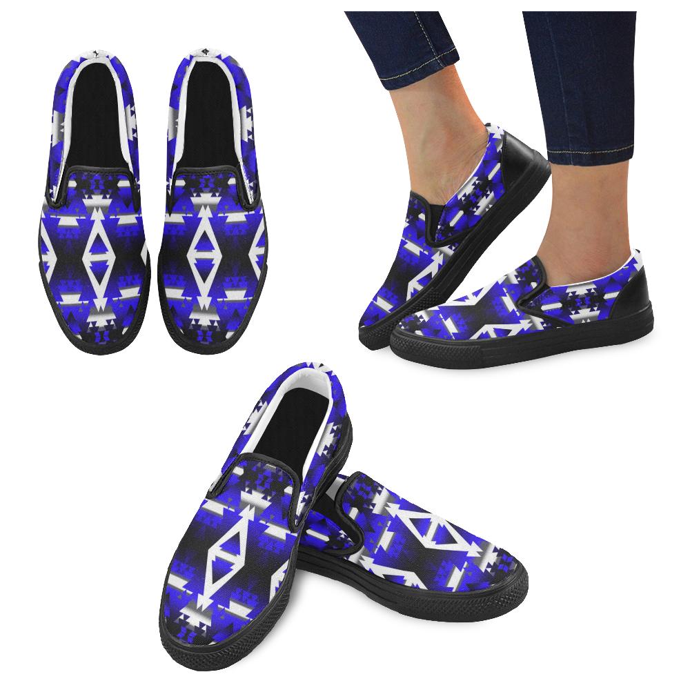 Blue Winter Camp Women's Unusual Slip-on Canvas Shoes (Model 019) Women's Unusual Slip-on Canvas Shoes (019) e-joyer