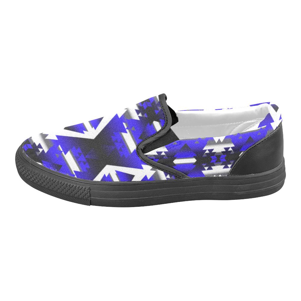 Blue Winter Camp Women's Unusual Slip-on Canvas Shoes (Model 019) Women's Unusual Slip-on Canvas Shoes (019) e-joyer