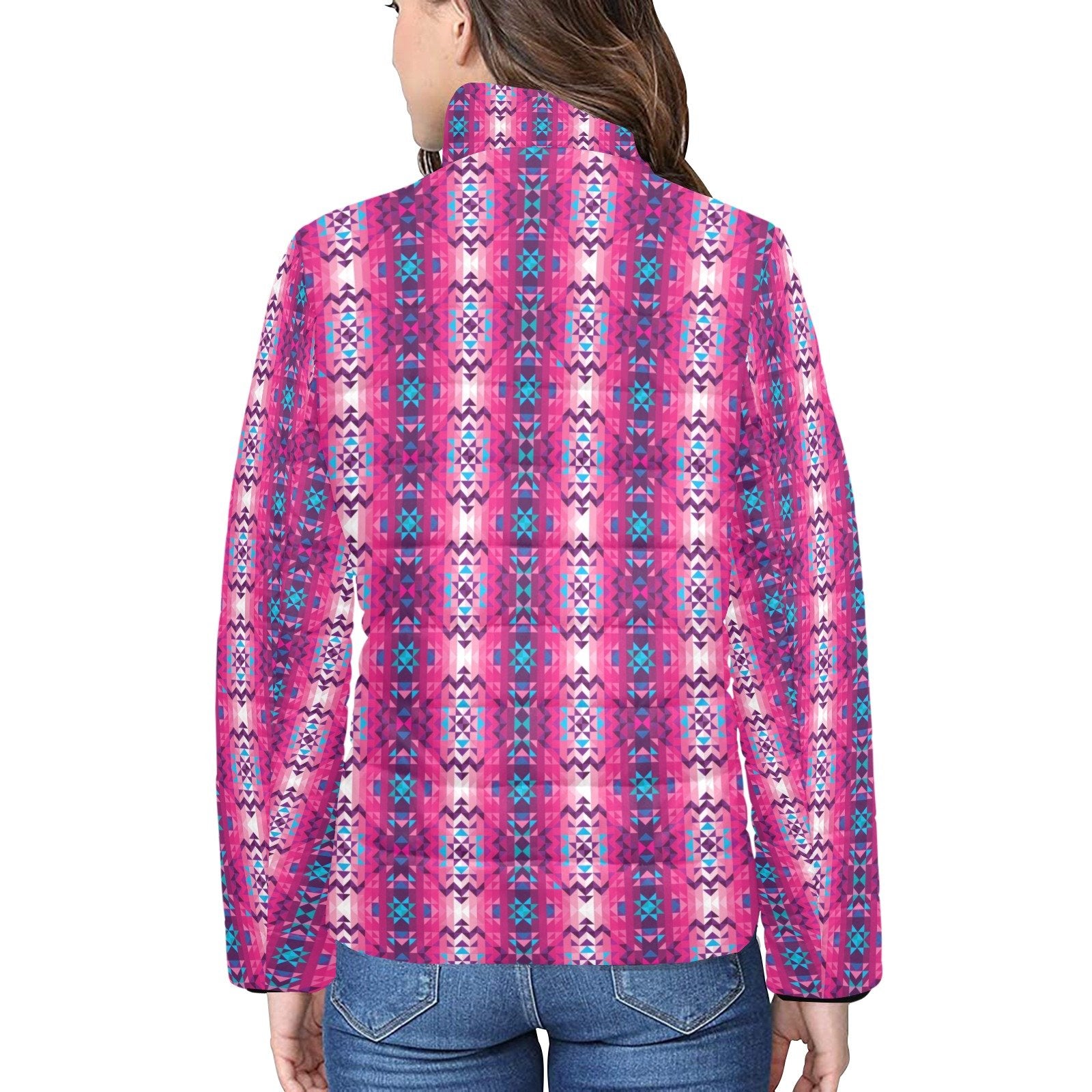Bright Wave Women's Stand Collar Padded Jacket (Model H41) jacket e-joyer