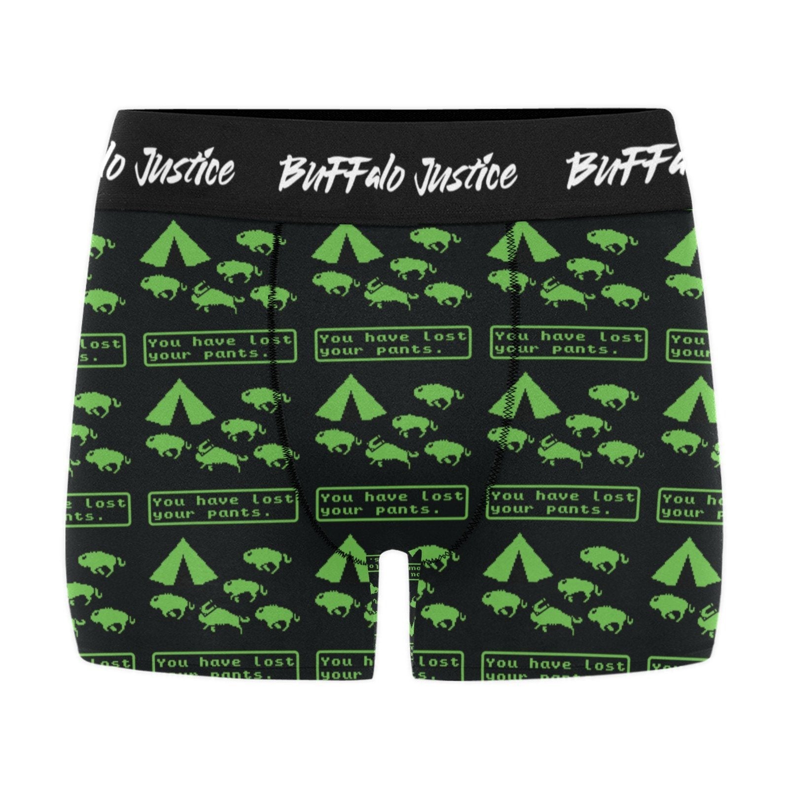 Buffalo Justice Green-Black Men's Boxer Briefs w/ Custom Waistband (Merged Design) (Model L10) Men's Briefs-Custom Waistband (Merged Design) e-joyer