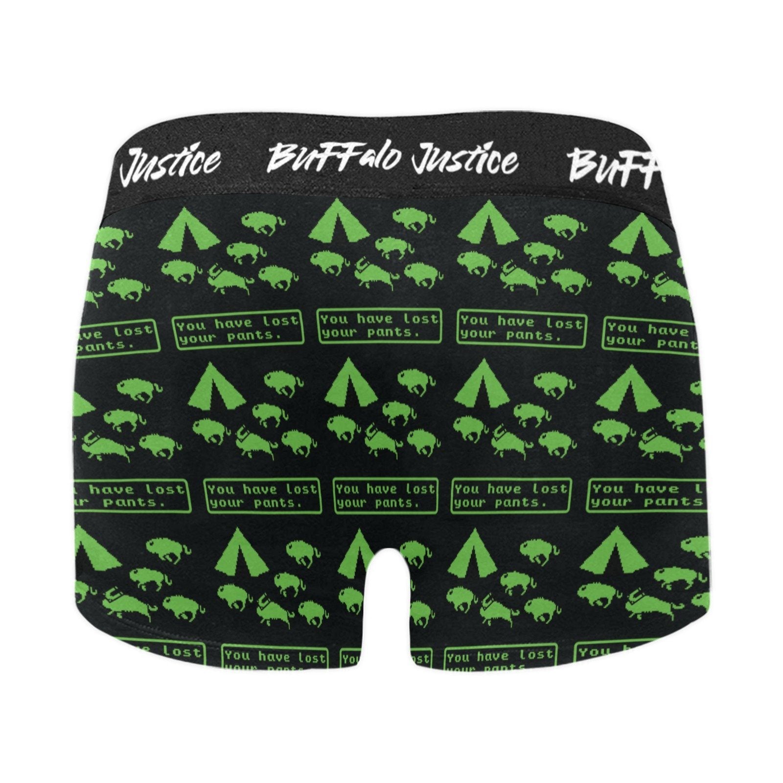 Buffalo Justice Green-Black Men's Boxer Briefs w/ Custom Waistband (Merged Design) (Model L10) Men's Briefs-Custom Waistband (Merged Design) e-joyer