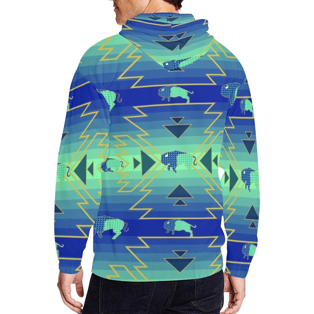 Buffalo Run All Over Print Full Zip Hoodie for Men (Model H14) hoodie e-joyer
