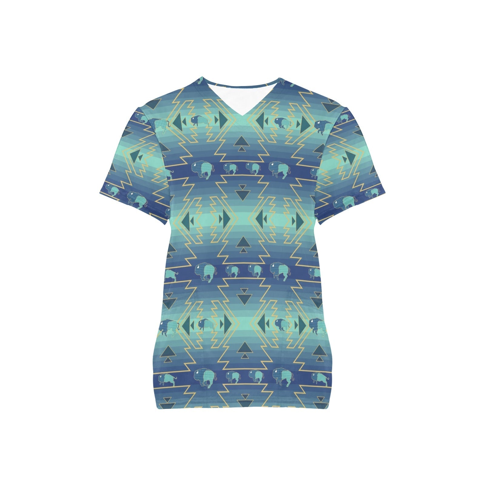 Buffalo Run All Over Print Scrub Top Scrub Top e-joyer