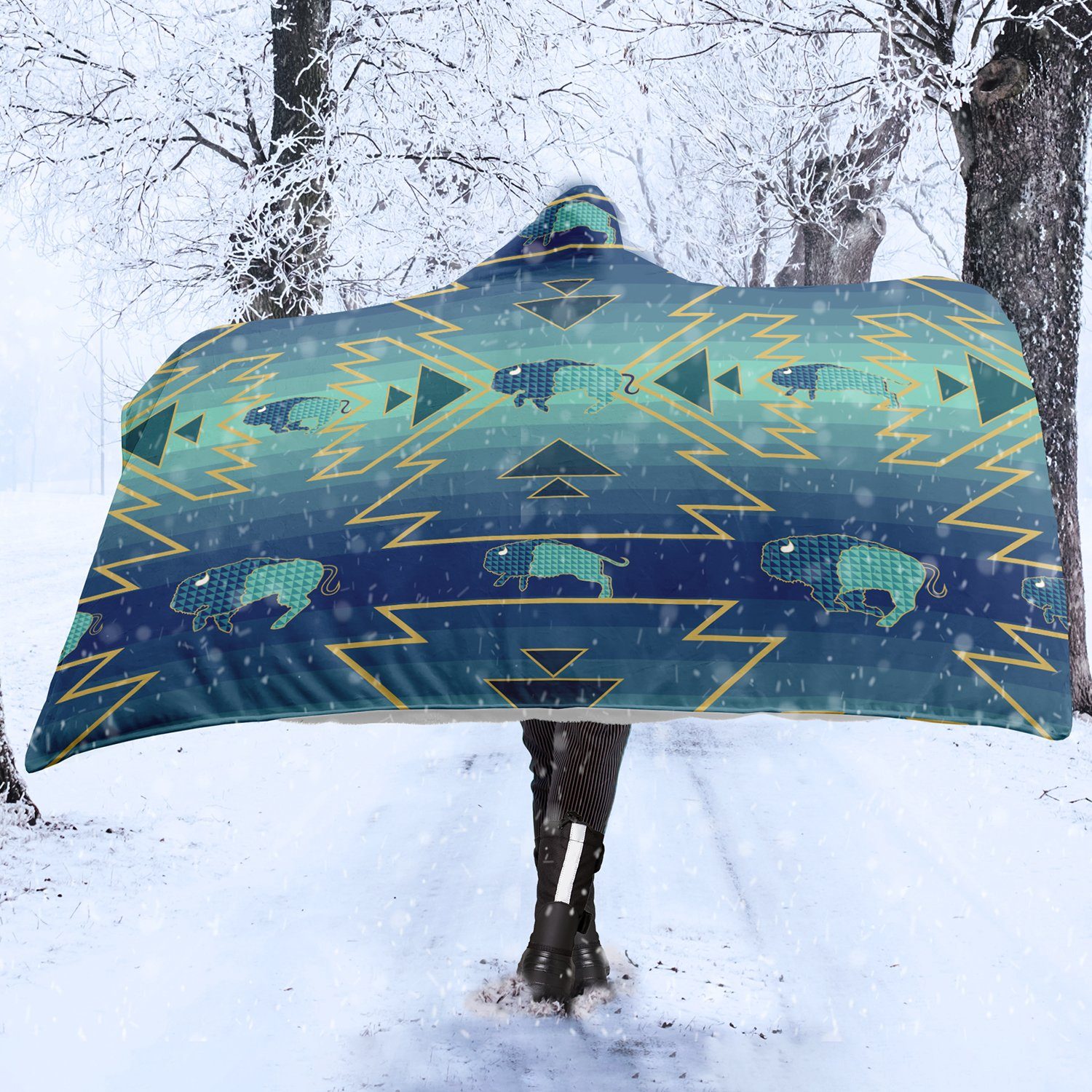 Buffalo Run Hooded Blanket blanket 49 Dzine