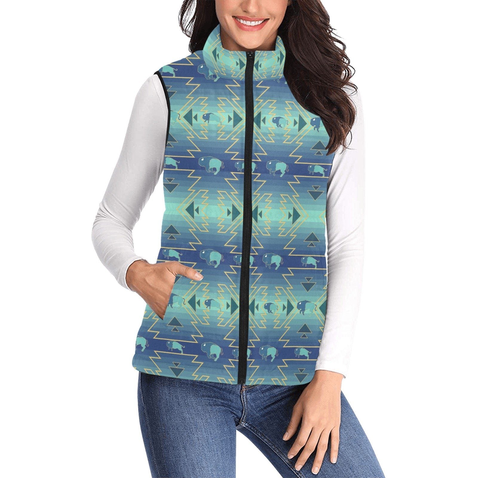 Buffalo Run Women's Padded Vest Jacket (Model H44) Women's Padded Vest Jacket (H44) e-joyer 