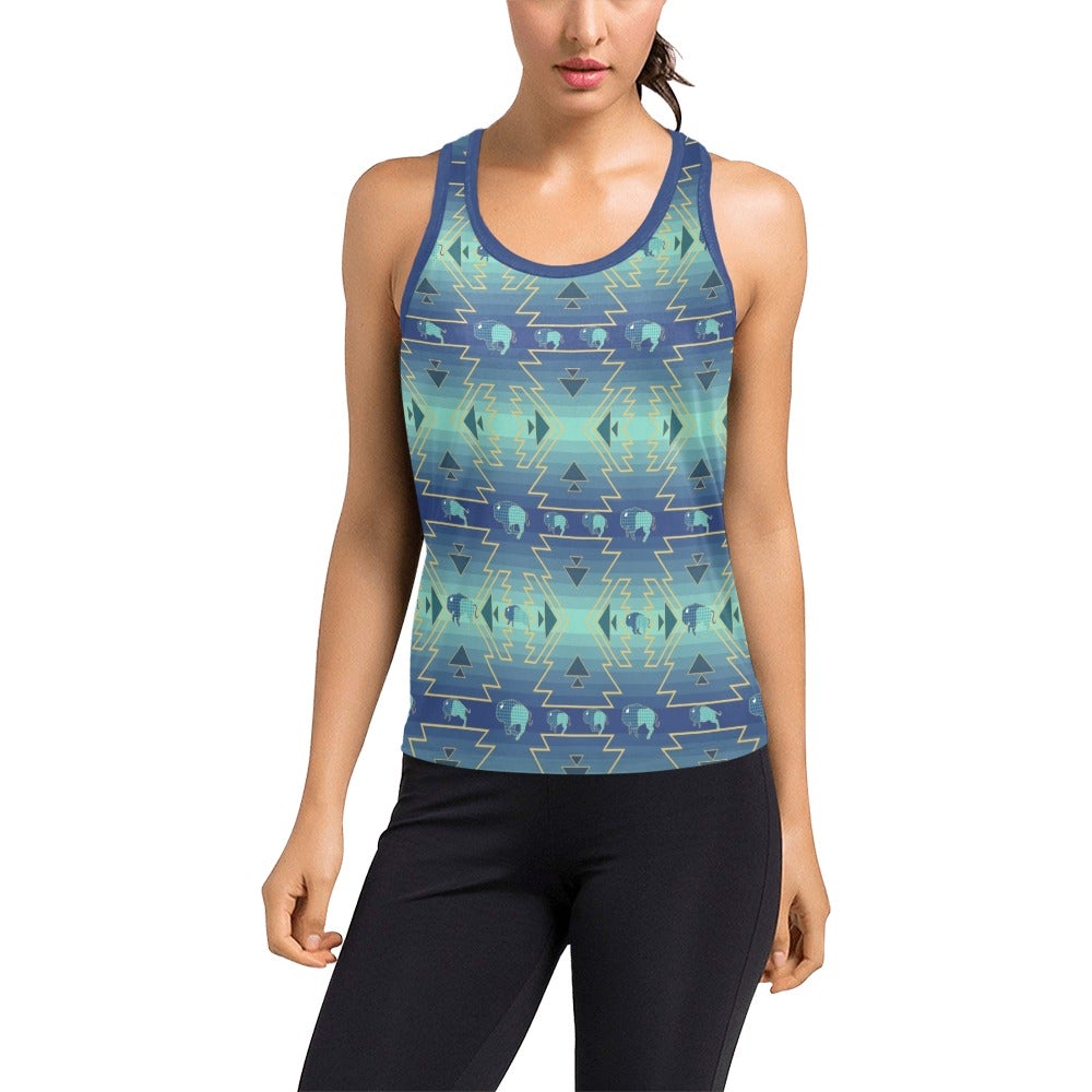 Buffalo Run Women's Racerback Tank Top (Model T60) Racerback Tank Top (T60) e-joyer